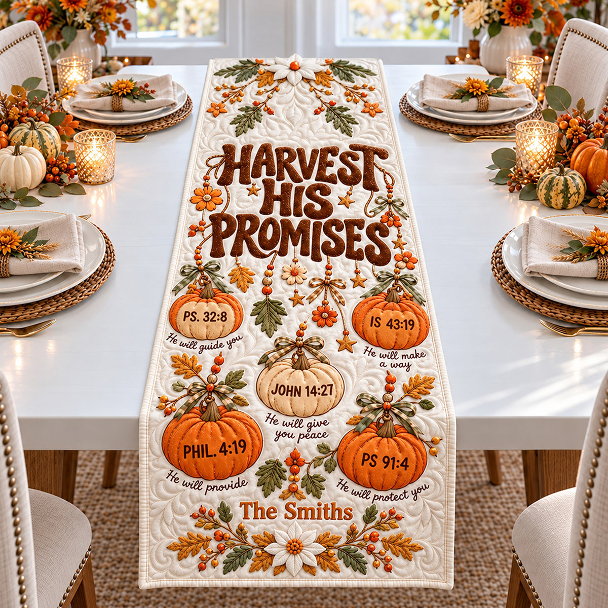 Harvest His Promises - Personalized Christian Table Runner