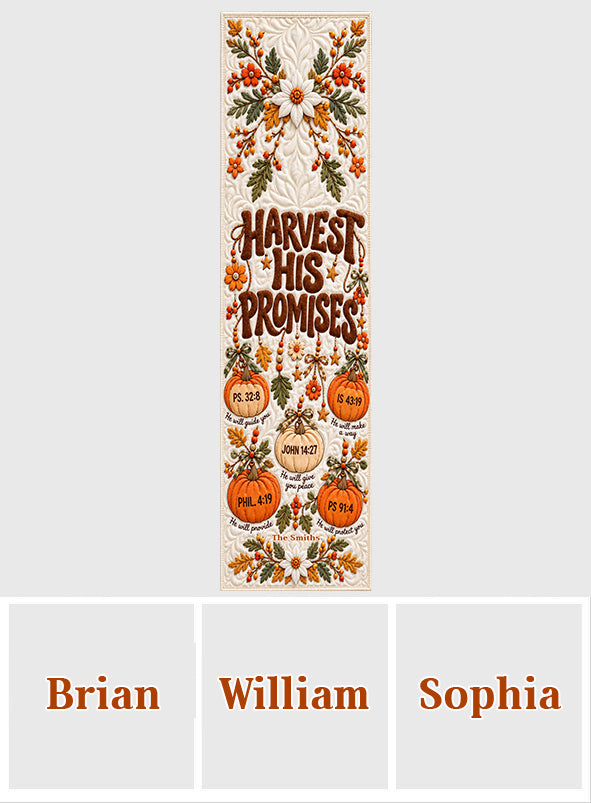 Harvest His Promises - Personalized Christian Table Runner