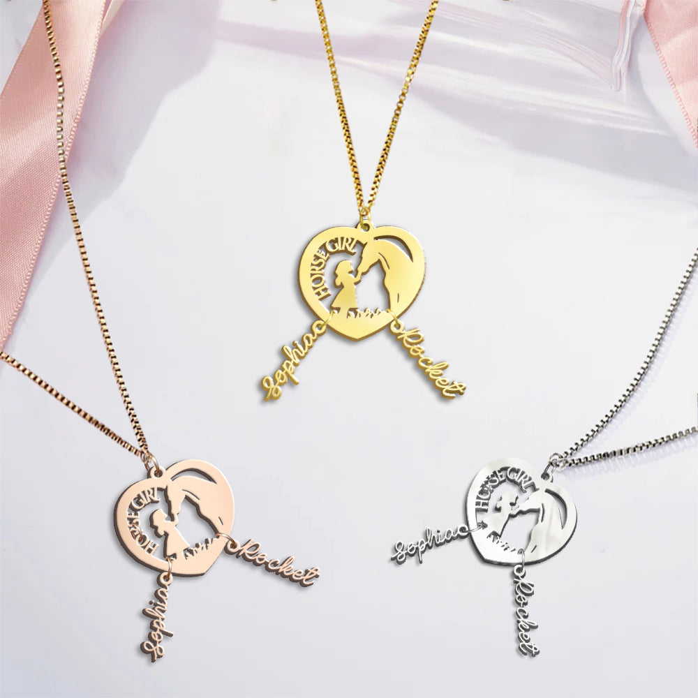 Horse Girl - Personalized Horse Necklace with Charms