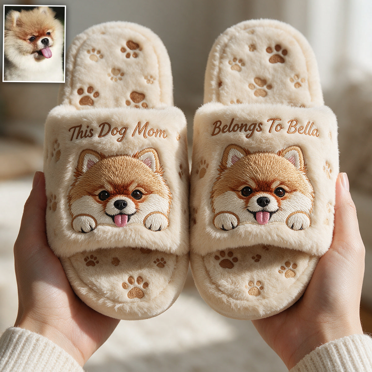 Personalized Pet Portrait Slippers - Personalized Dog Open-Toe Slippers