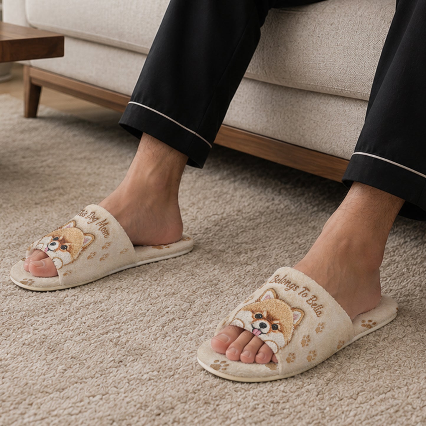Personalized Pet Portrait Slippers - Personalized Dog Open-Toe Slippers