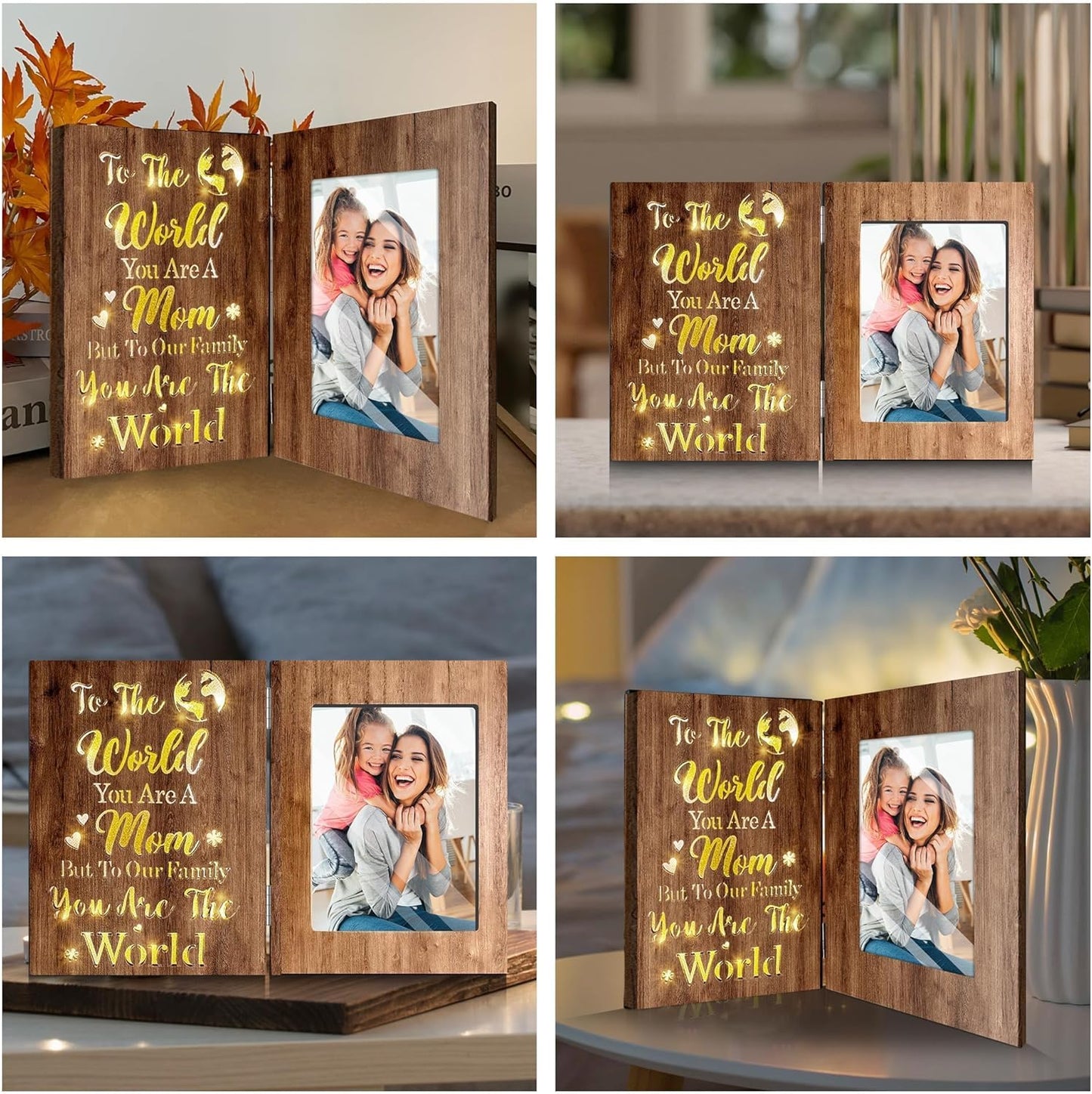 Mom You Are The World - Personalized Mother Foldable Photo Frame With Light