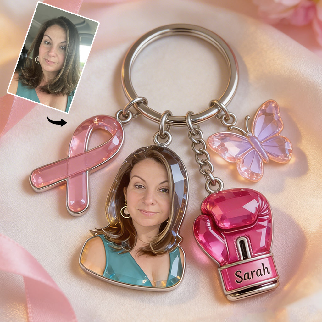Breast Cancer Awareness - Personalized Breast Cancer Awareness Keychain With Charms