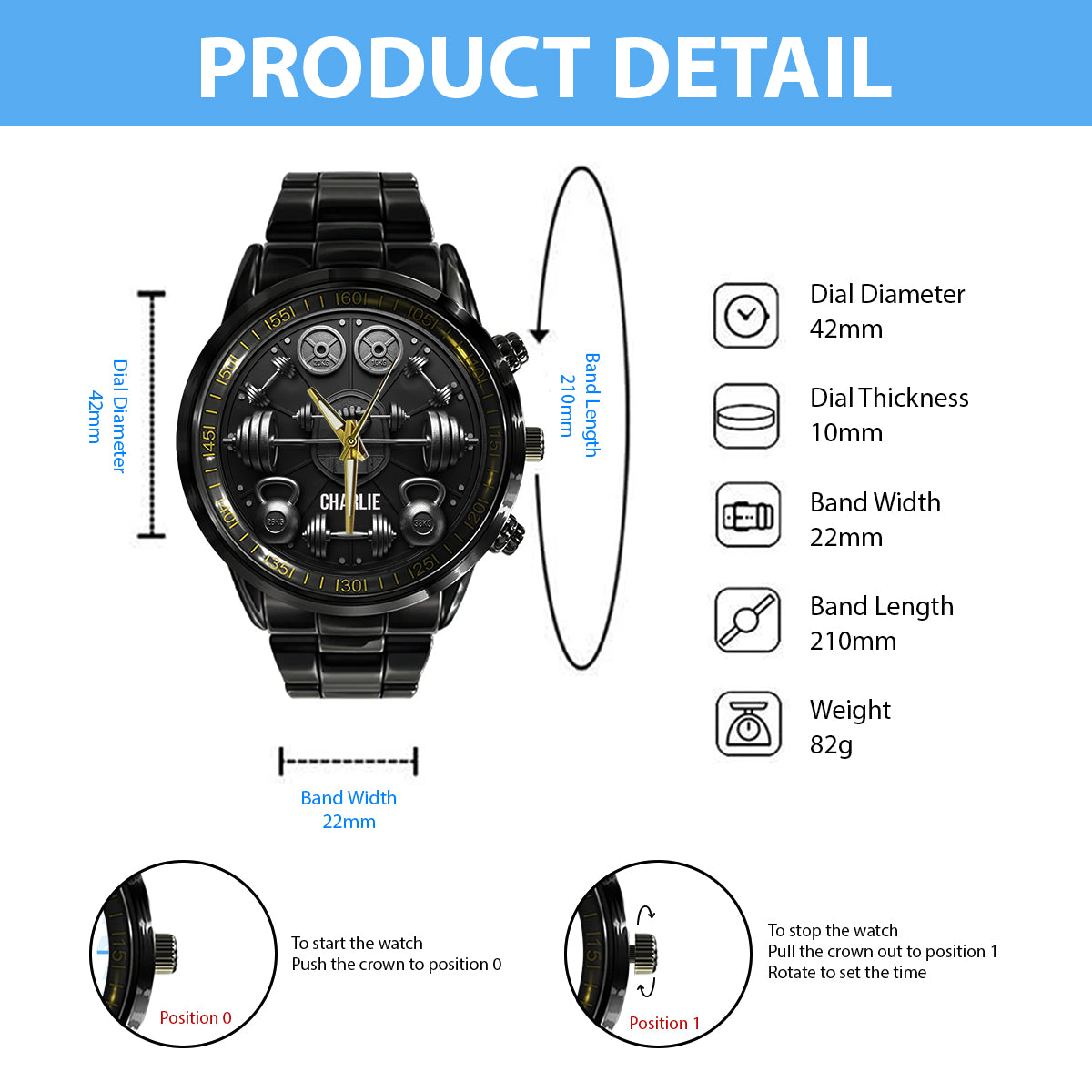 No Pain No Gain - Personalized Fitness Hand Watch