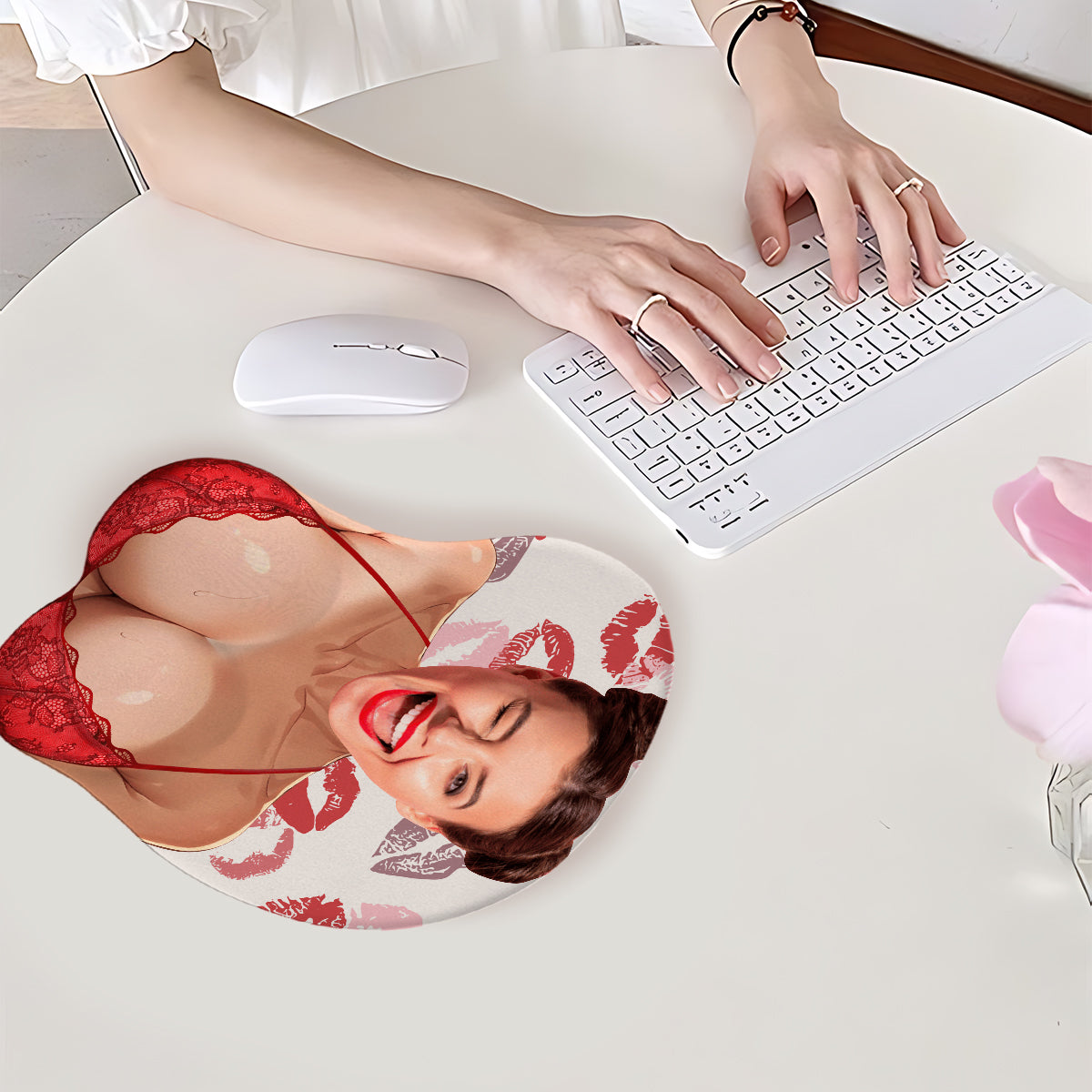 Any Photo Funny Face & Naughty - Personalized Couple 3D Mouse Pad
