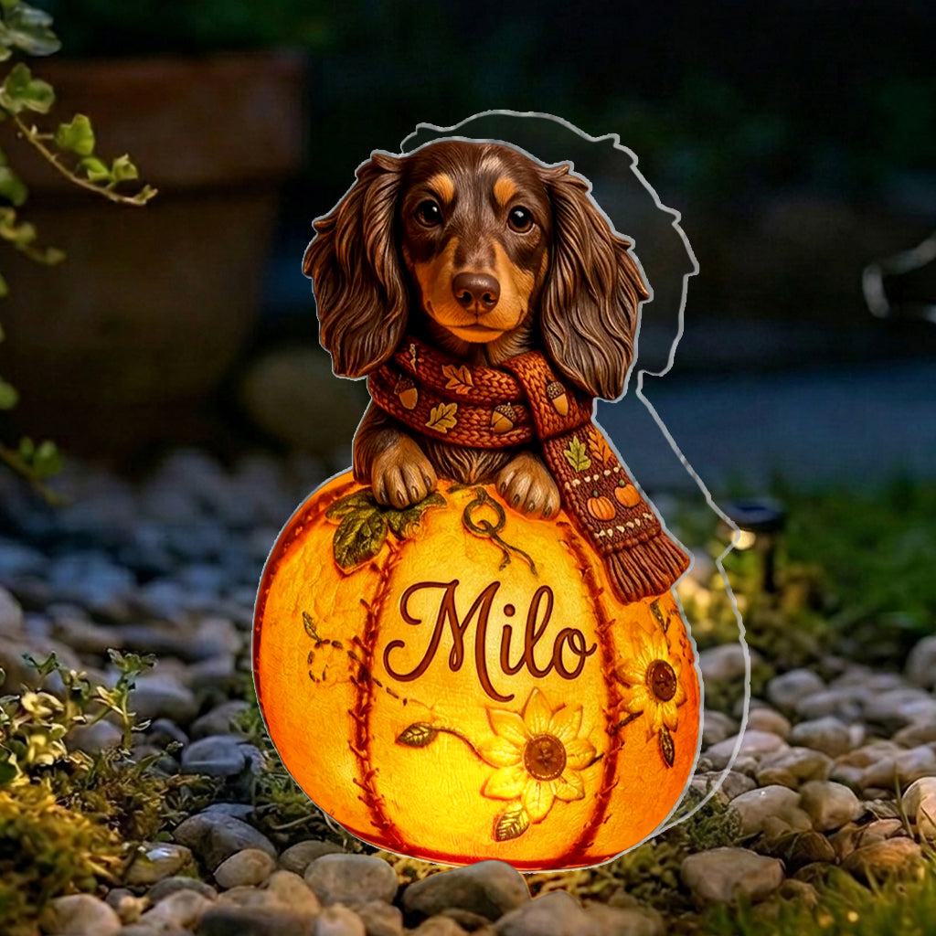 Fall Season Cute Pets - Personalized Dog Solar Acrylic Light