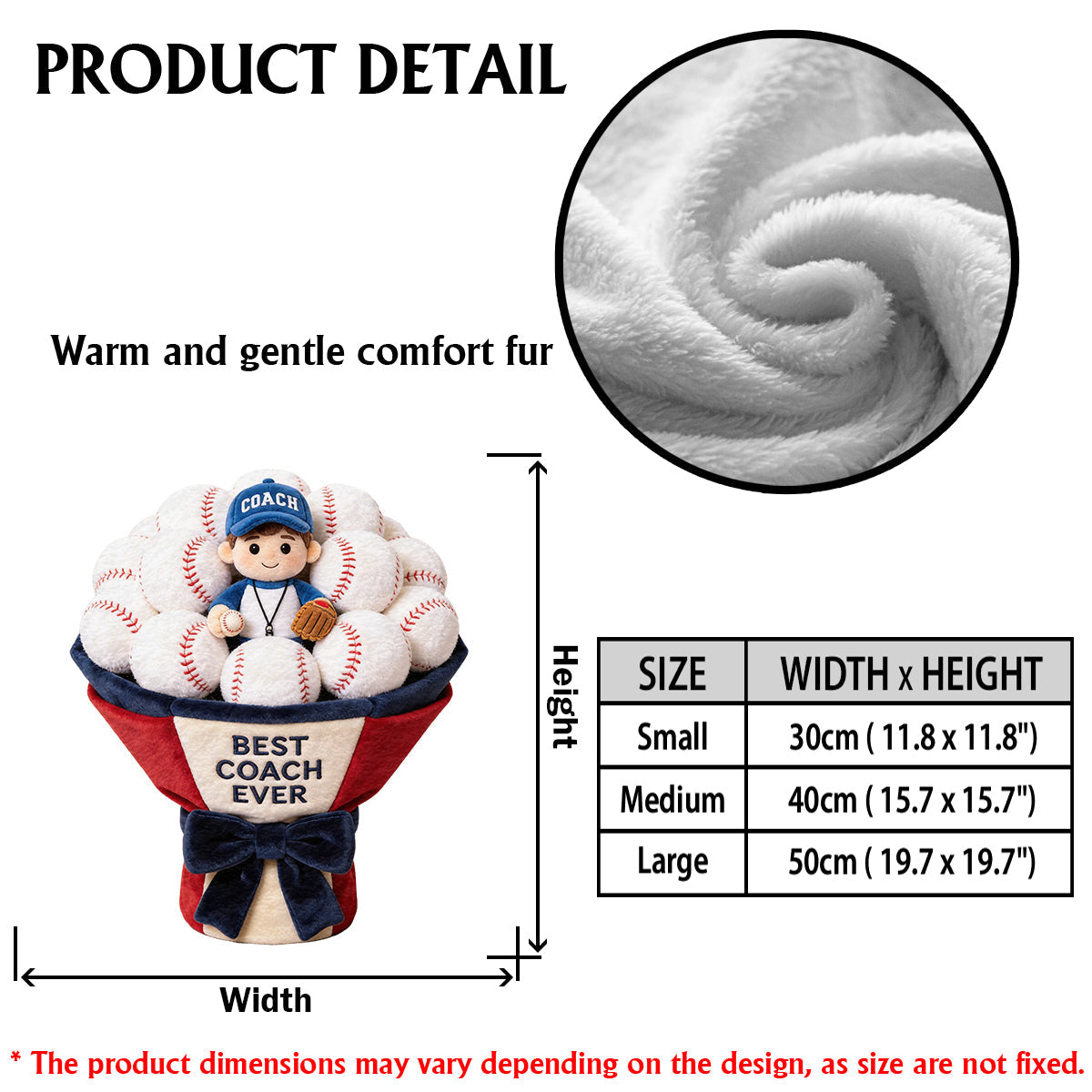 Custom Baseball Plush Bouquet - Personalized Baseball Premium Faux Fur Pillow