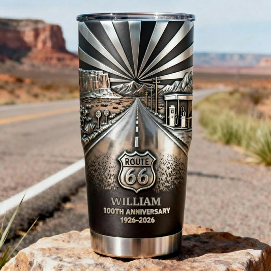100th Anniversary Of Route 66 - Personalized Car Lover Tumbler