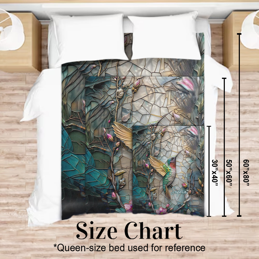Artistic Hummingbird - Personalized Hummingbird Blanket