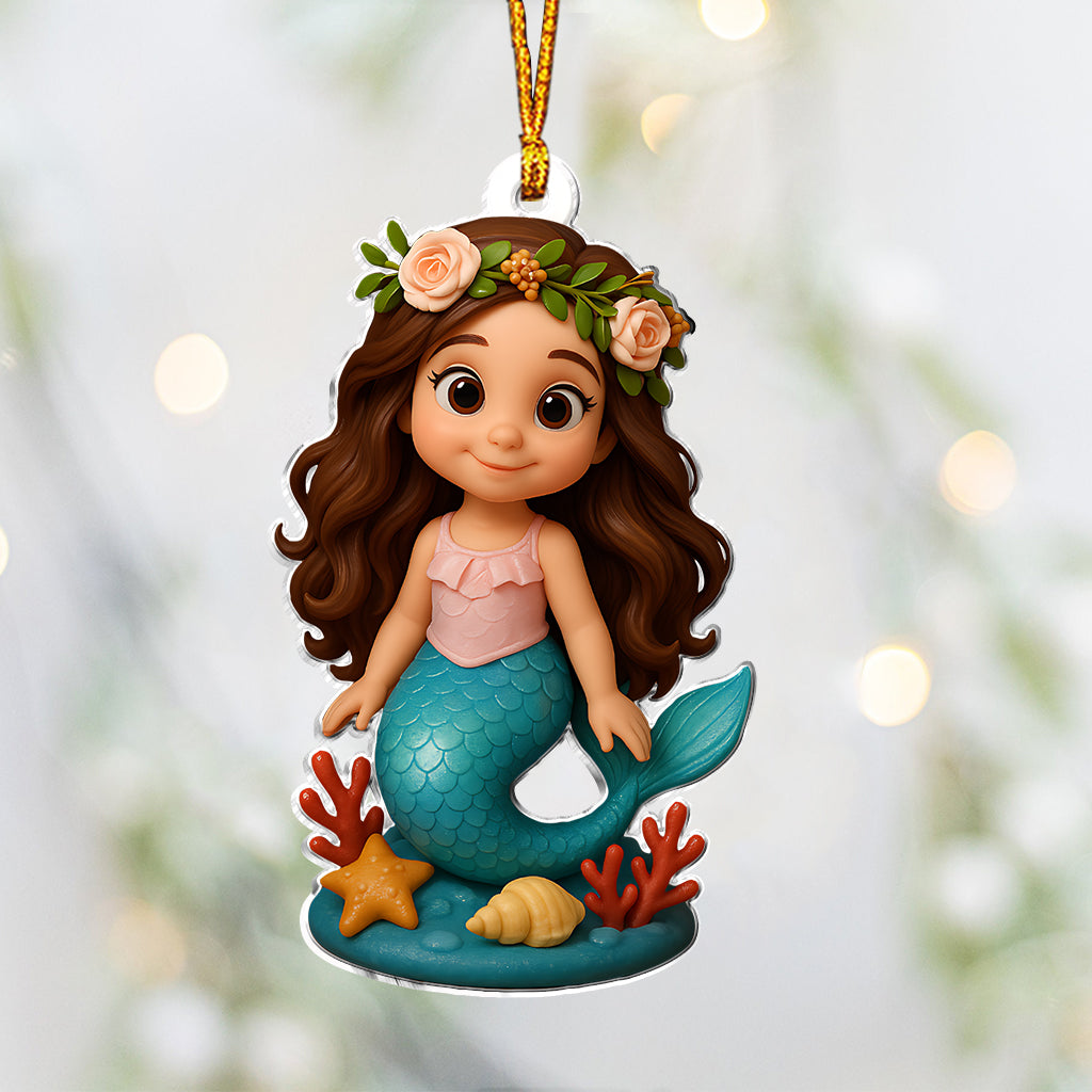 Custom From Any Photo, Gift For Mermaid Loving Girls - Personalized Kid Custom Shaped Ornament