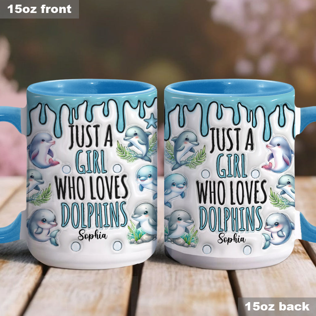 Just A Girl Who Loves Dolphins - Personalized Dolphin Accent Mug