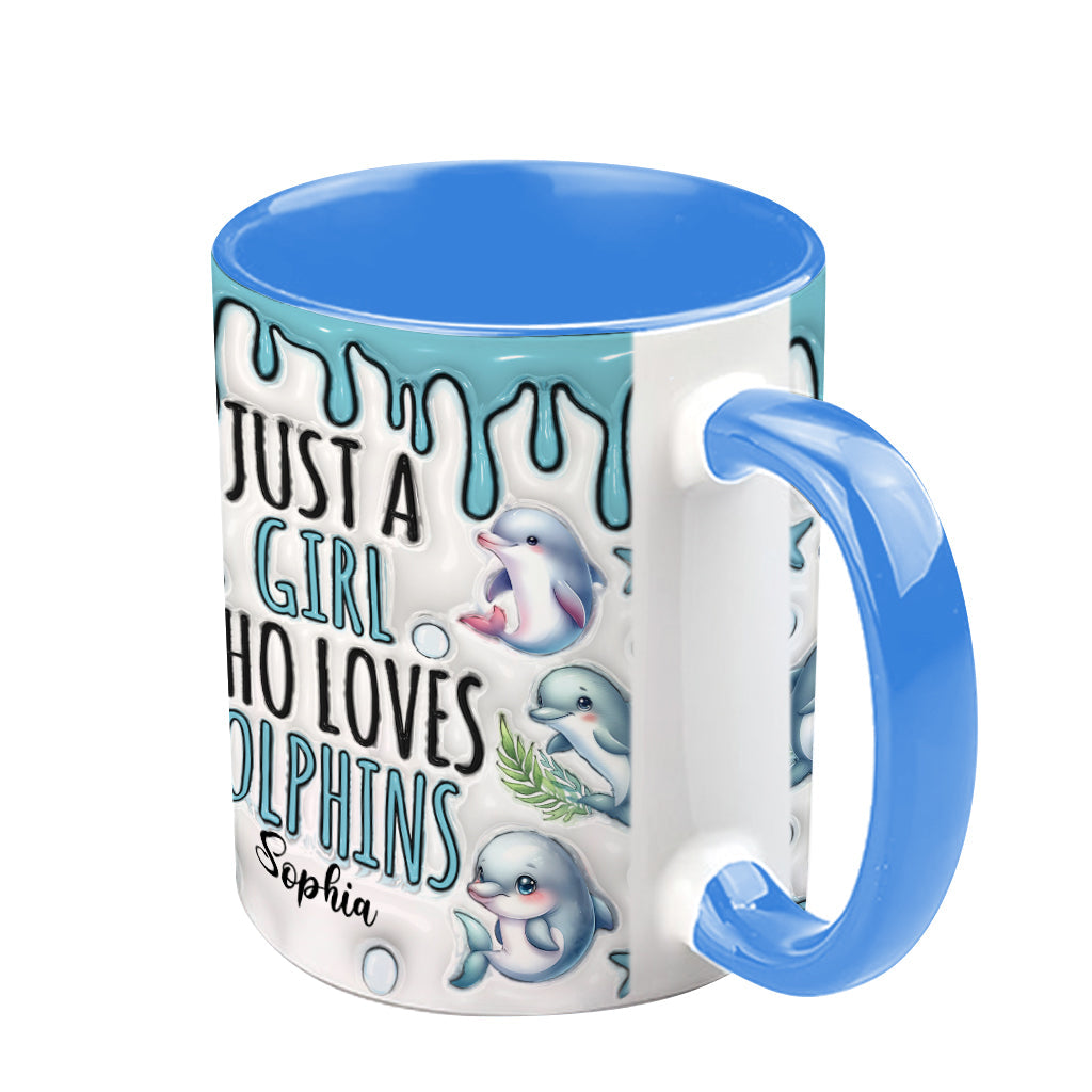 Just A Girl Who Loves Dolphins - Personalized Dolphin Accent Mug