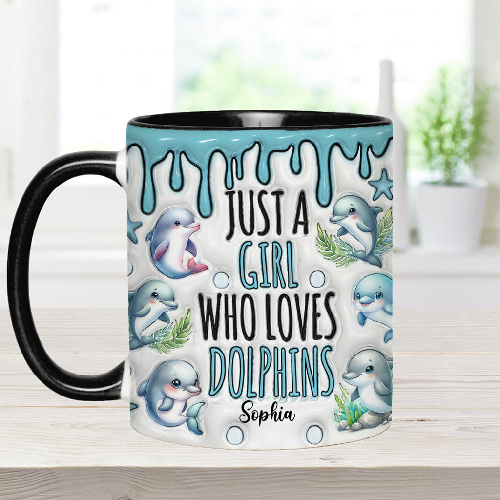 Just A Girl Who Loves Dolphins - Personalized Dolphin Accent Mug