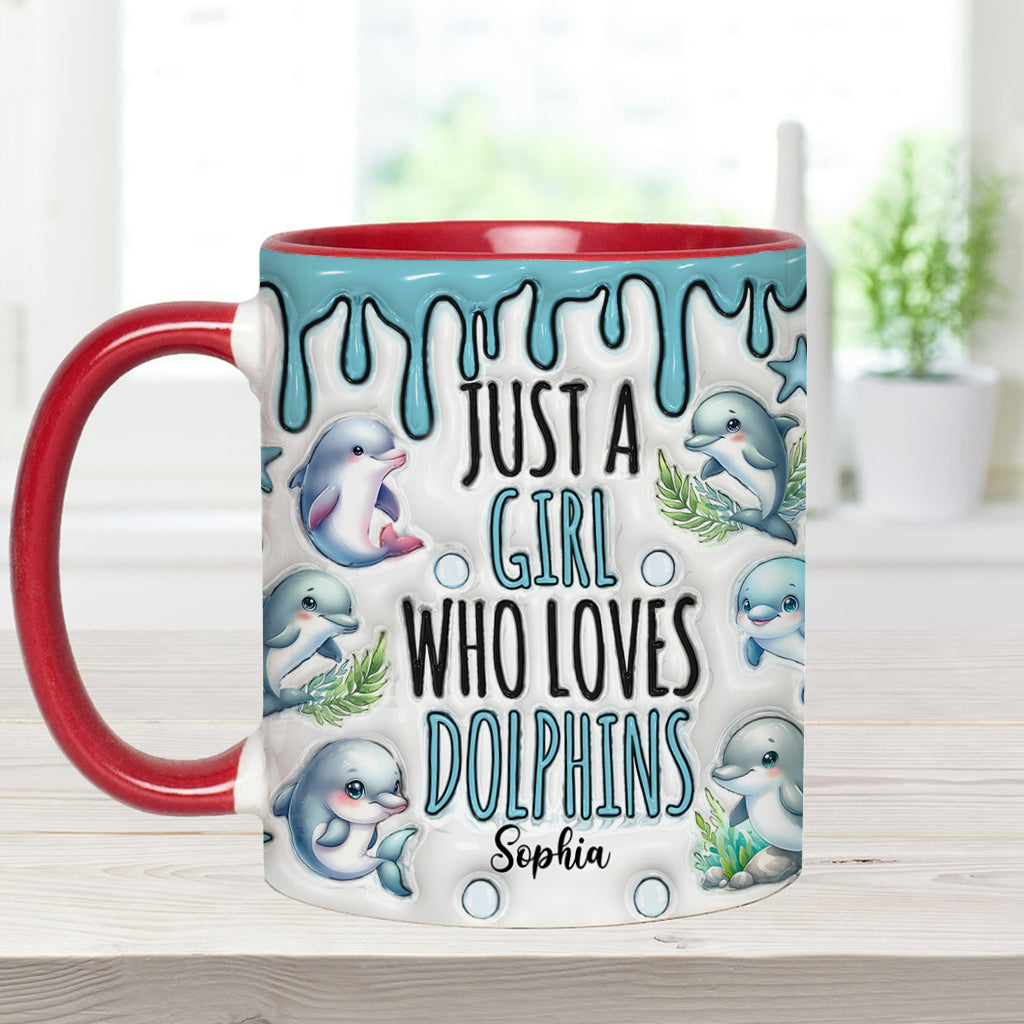 Just A Girl Who Loves Dolphins - Personalized Dolphin Accent Mug
