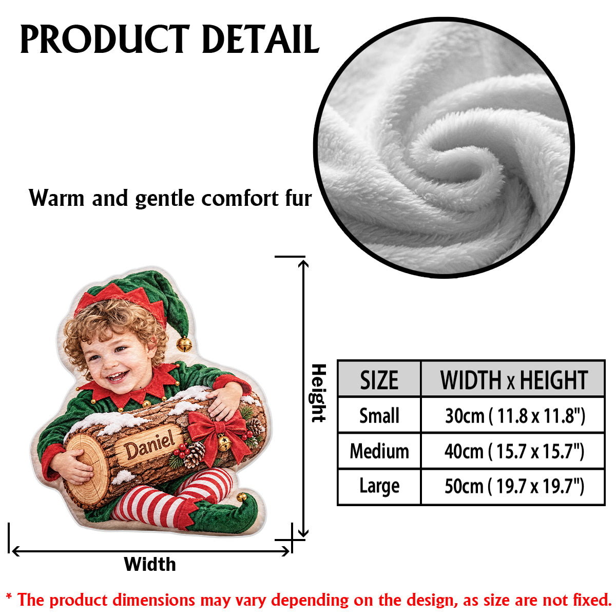 Christmas Yule Log - Personalized Kid Faux Fur Shaped Pillow