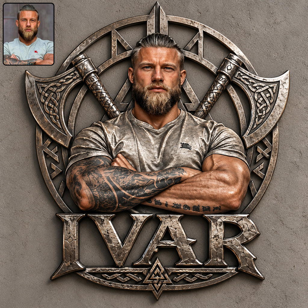 Viking Warrior - Personalized Viking 3D Printed Cut Metal Sign