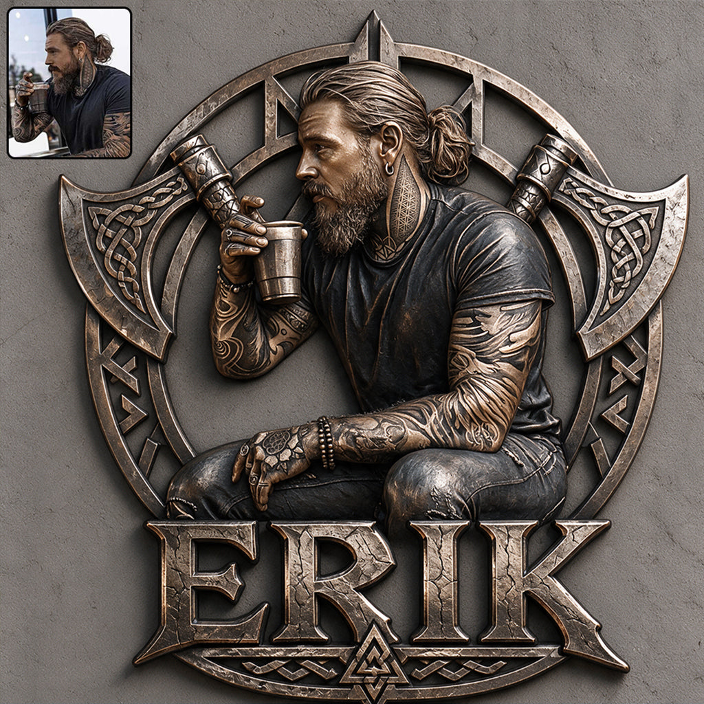Viking Warrior - Personalized Viking 3D Printed Cut Metal Sign