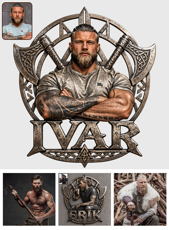 Viking Warrior - Personalized Viking 3D Printed Cut Metal Sign