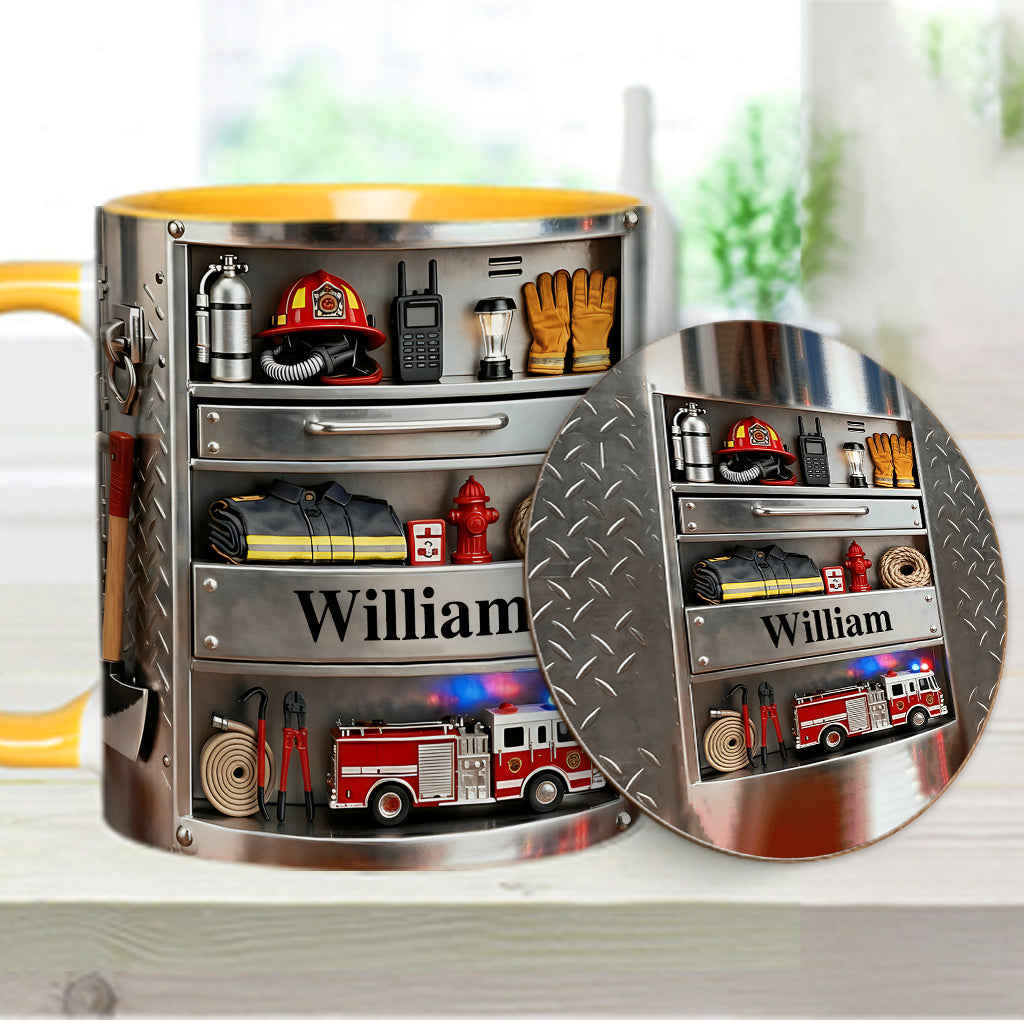 Firefighter Toolbox - Personalized Firefighter Accent Mug & Coaster