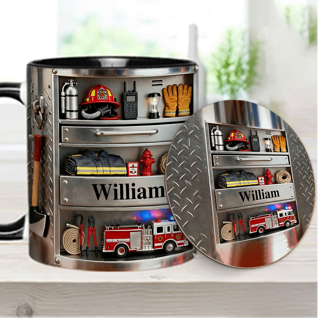 Firefighter Toolbox - Personalized Firefighter Accent Mug & Coaster