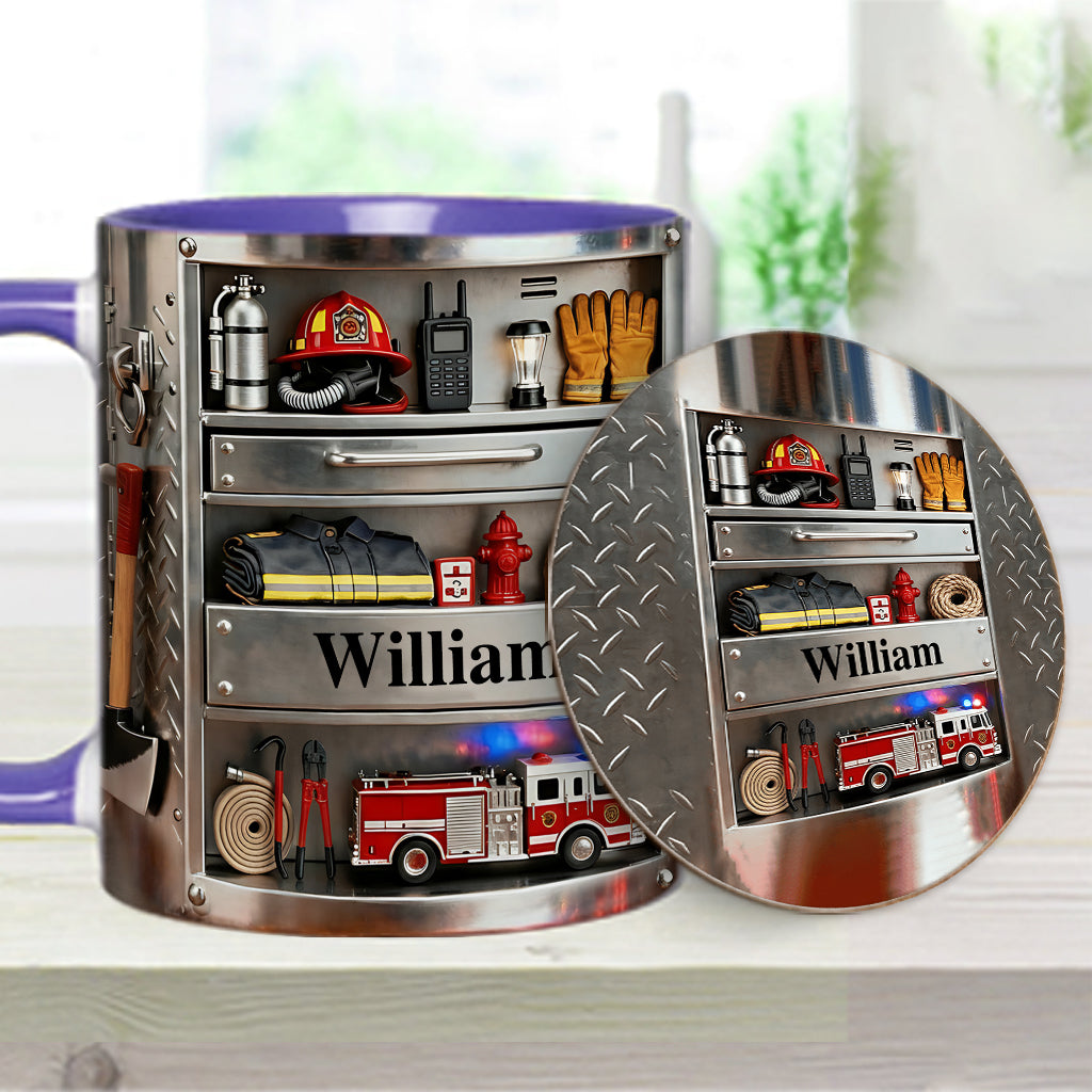 Firefighter Toolbox - Personalized Firefighter Accent Mug & Coaster