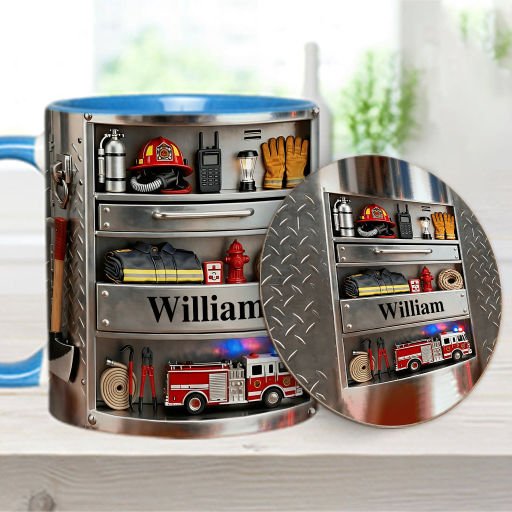 Firefighter Toolbox - Personalized Firefighter Accent Mug & Coaster