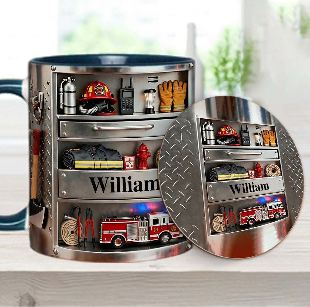 Firefighter Toolbox - Personalized Firefighter Accent Mug & Coaster