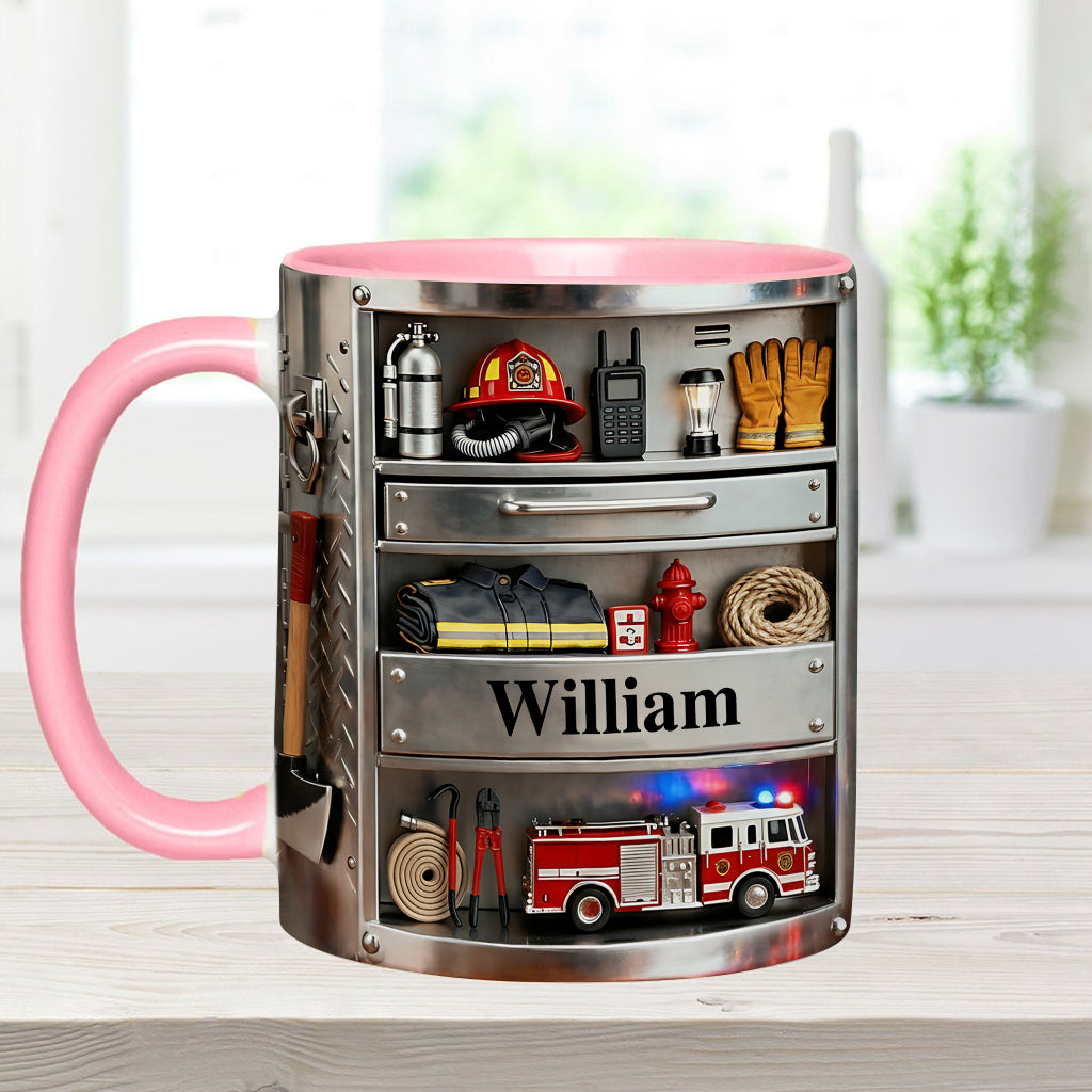 Firefighter Toolbox - Personalized Firefighter Accent Mug & Coaster