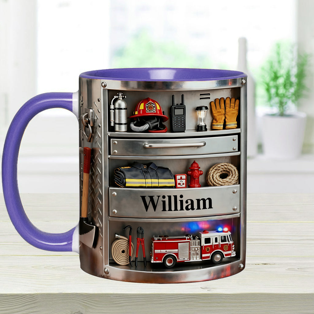 Firefighter Toolbox - Personalized Firefighter Accent Mug & Coaster