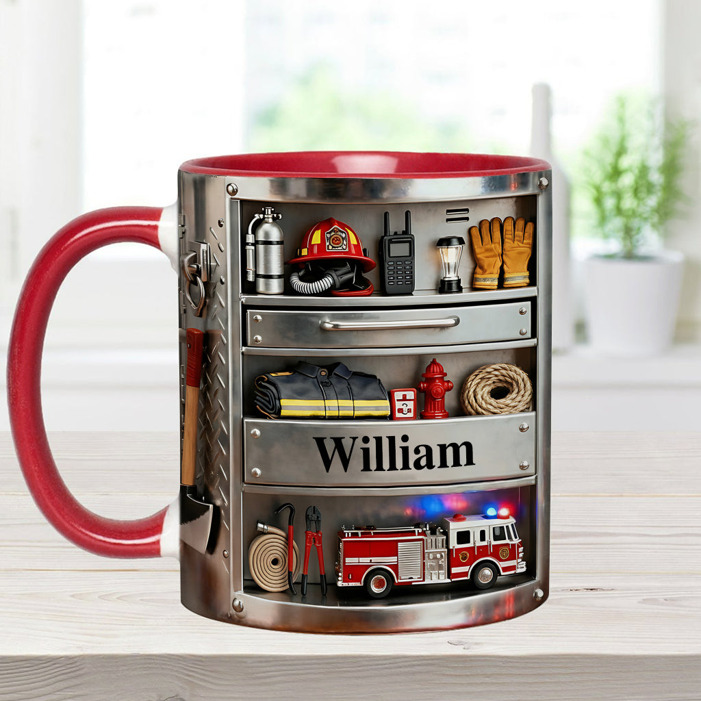 Firefighter Toolbox - Personalized Firefighter Accent Mug & Coaster