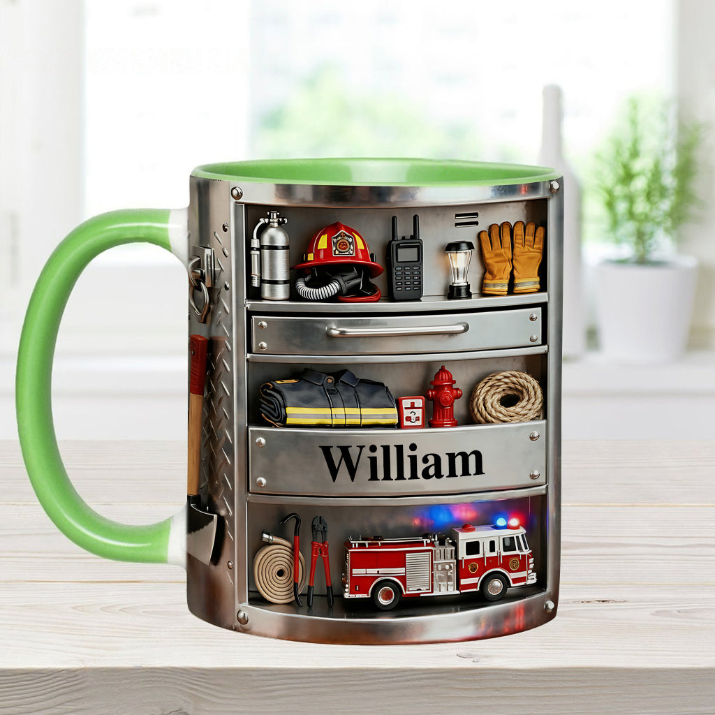 Firefighter Toolbox - Personalized Firefighter Accent Mug & Coaster
