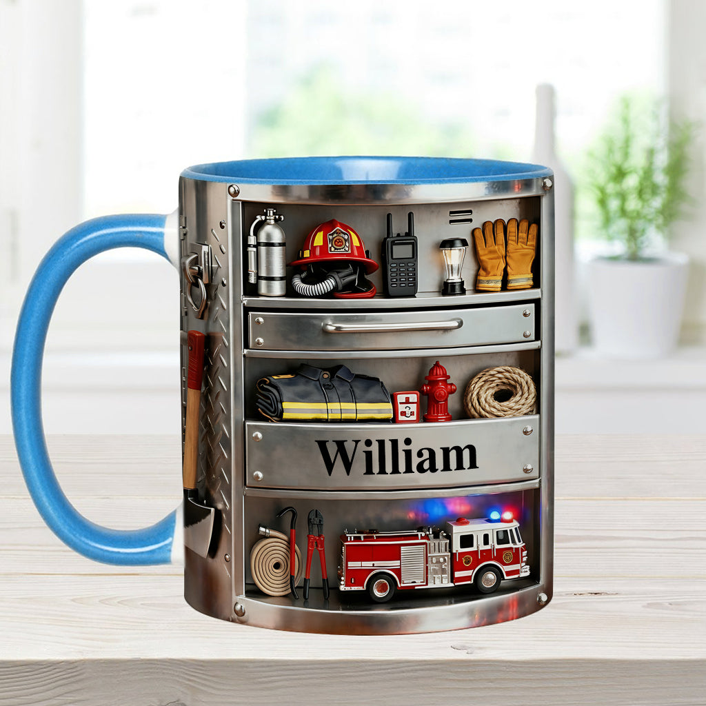 Firefighter Toolbox - Personalized Firefighter Accent Mug & Coaster