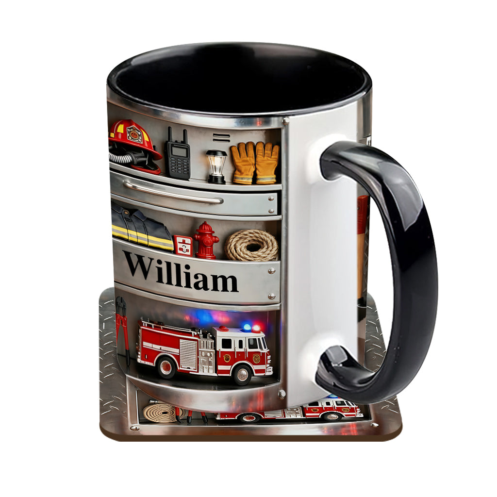 Firefighter Toolbox - Personalized Firefighter Accent Mug & Coaster