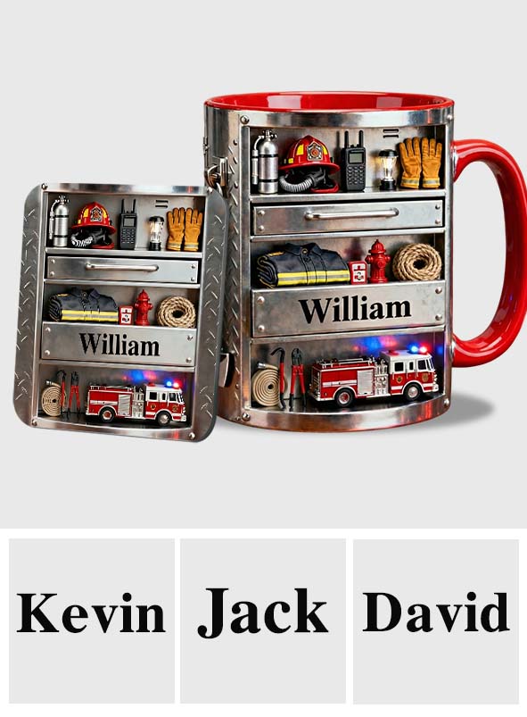 Firefighter Toolbox - Personalized Firefighter Accent Mug & Coaster