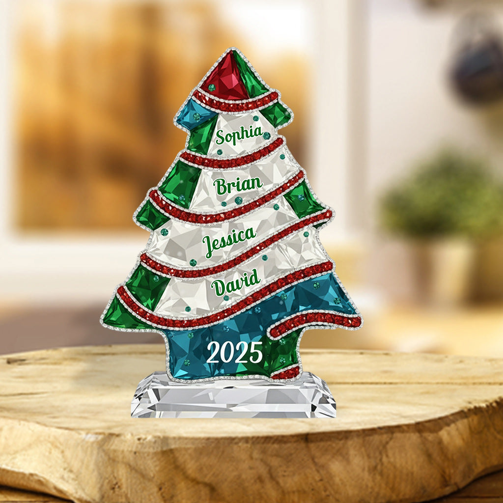 Crystal Tree Merry Christmas - Personalized Family Custom Shaped Acrylic Plaque