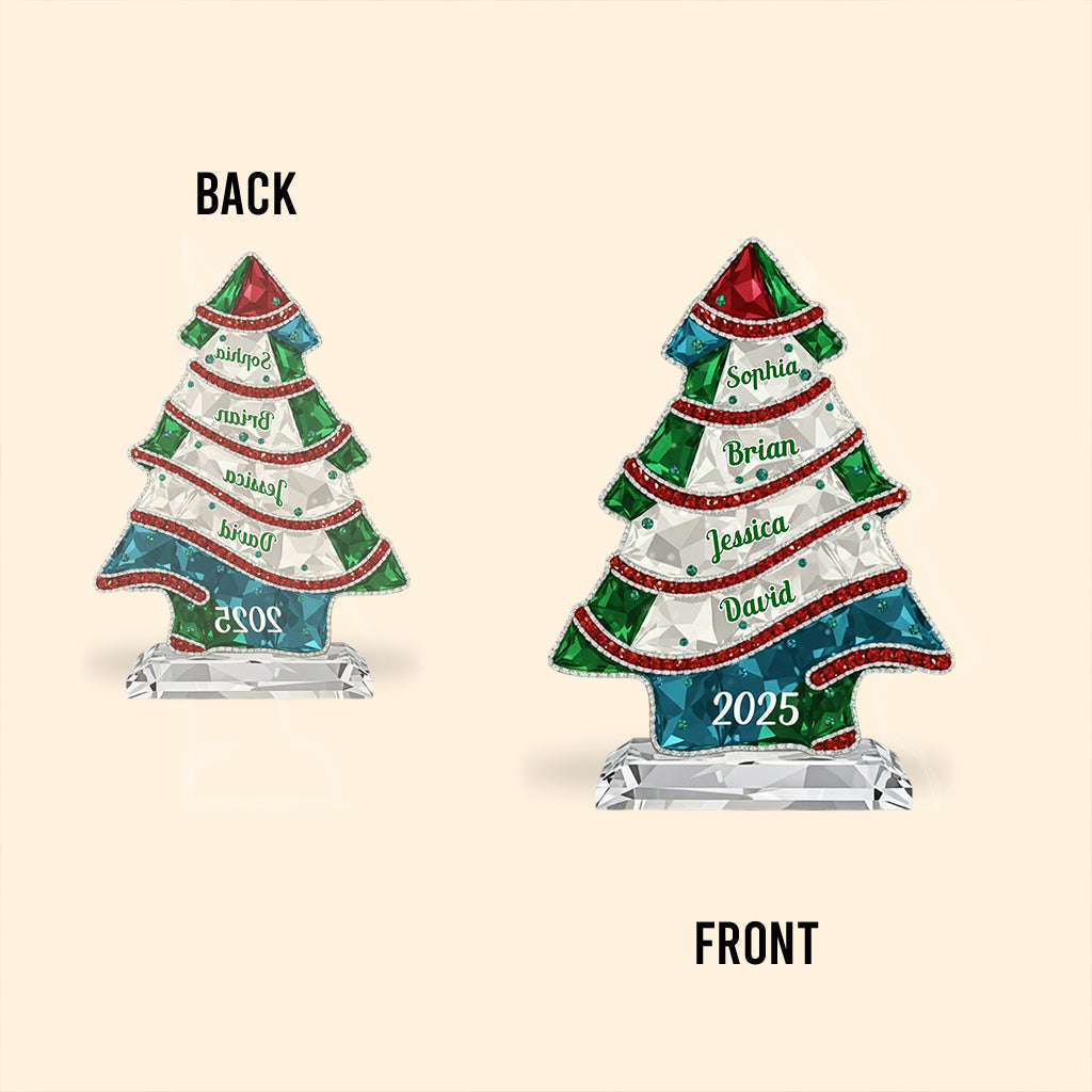 Crystal Tree Merry Christmas - Personalized Family Custom Shaped Acrylic Plaque