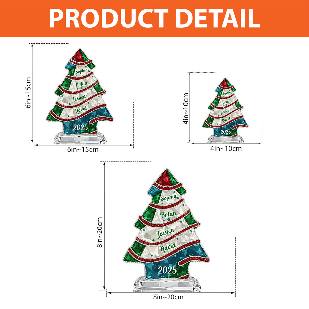 Crystal Tree Merry Christmas - Personalized Family Custom Shaped Acrylic Plaque