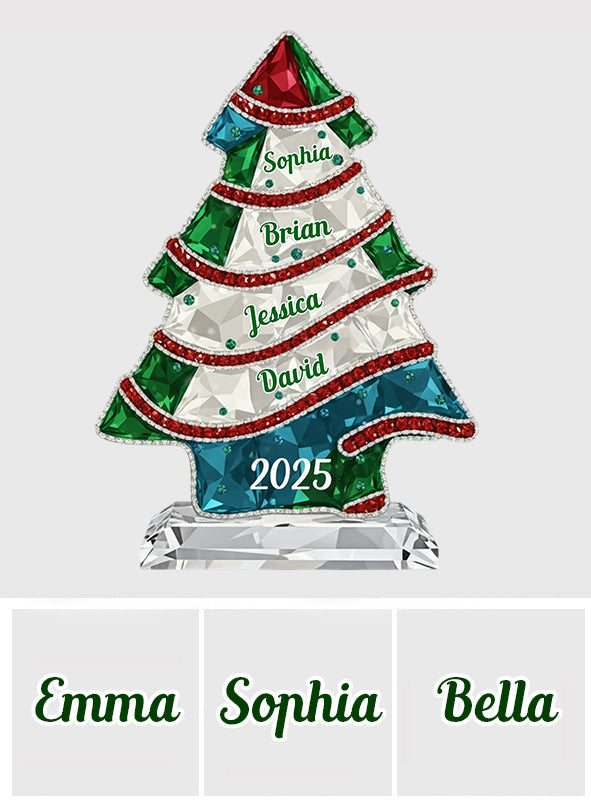 Crystal Tree Merry Christmas - Personalized Family Custom Shaped Acrylic Plaque