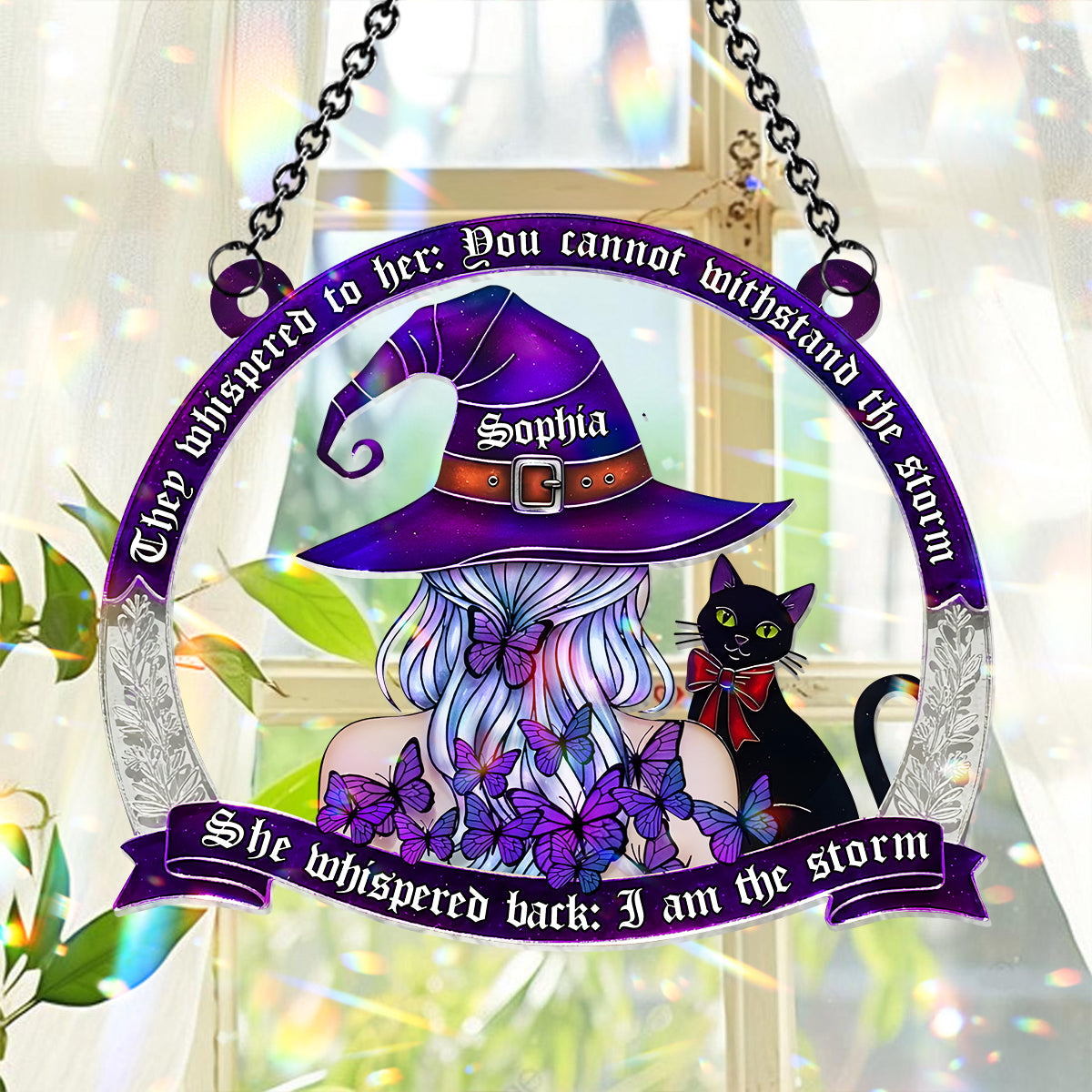 I Am The Stom - Personalized Witch Window Hanging Suncatcher Ornament