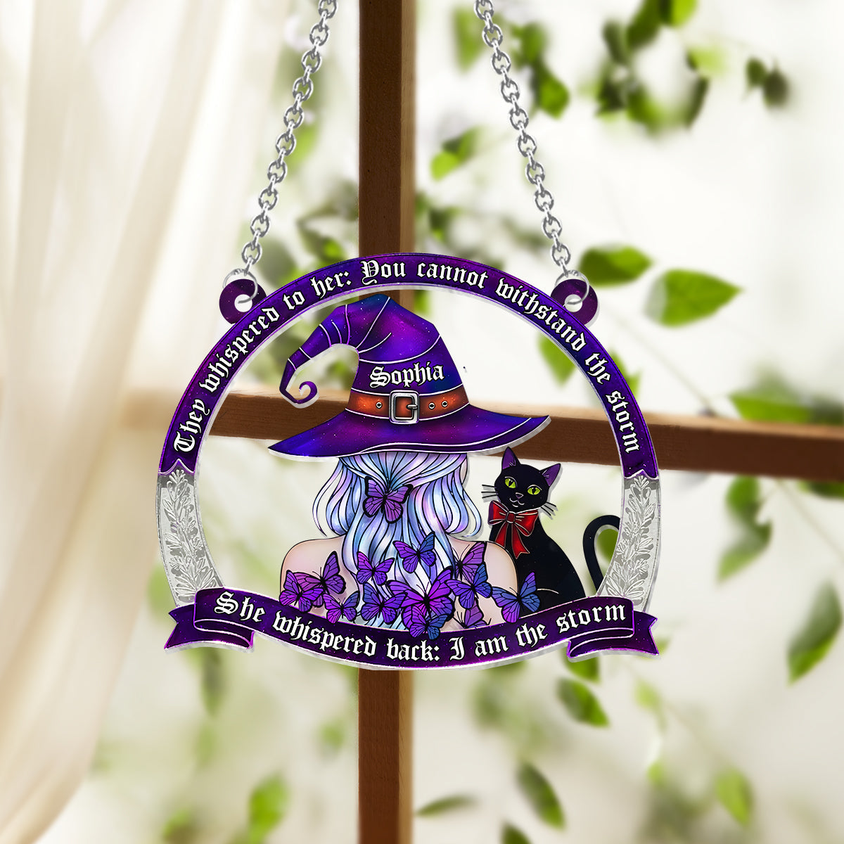 I Am The Stom - Personalized Witch Window Hanging Suncatcher Ornament