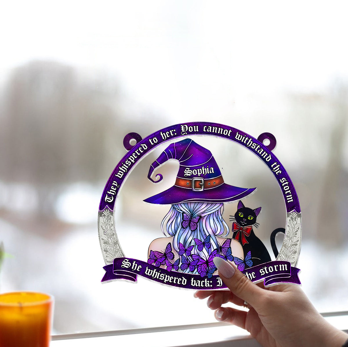 I Am The Stom - Personalized Witch Window Hanging Suncatcher Ornament