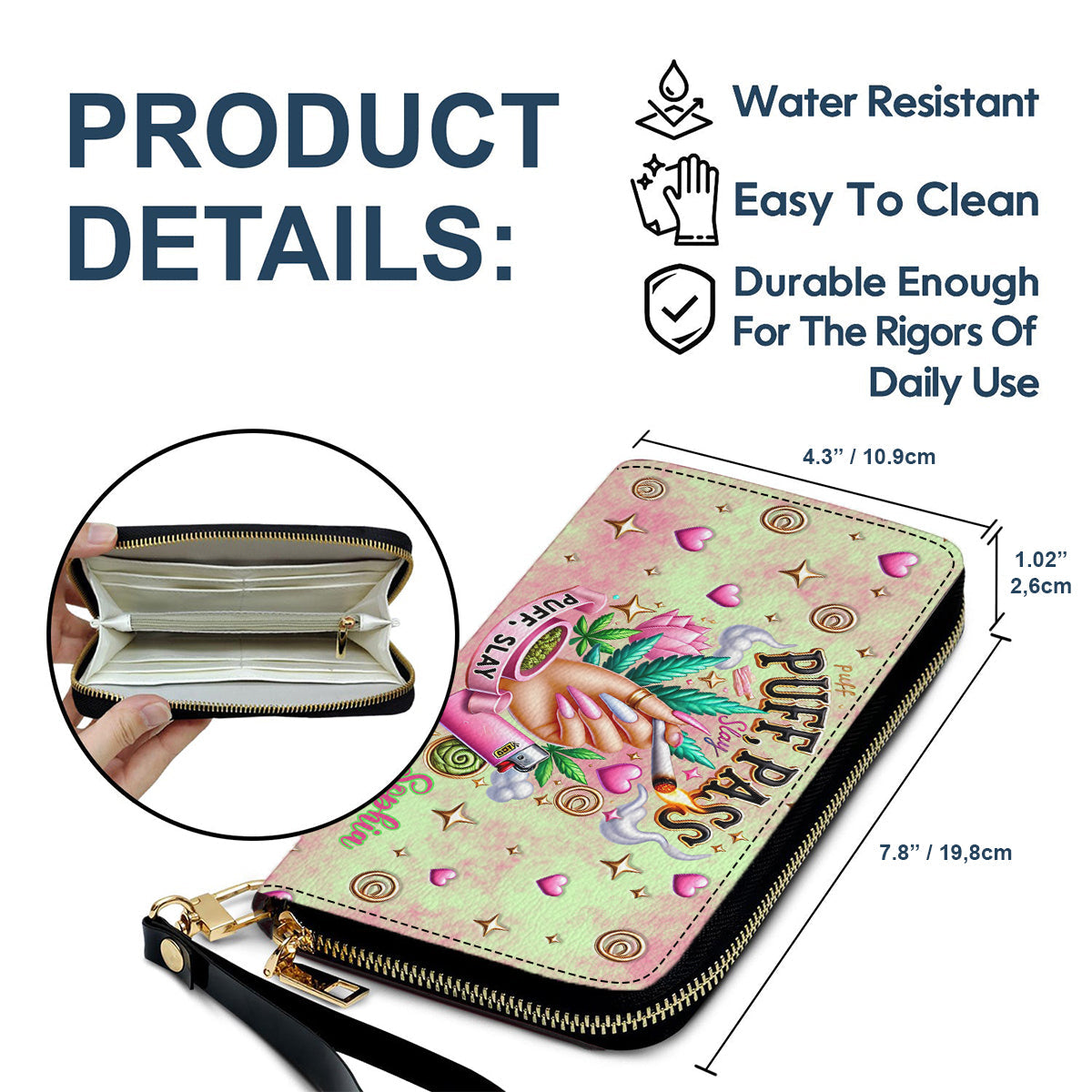 Stoner Chic - Personalized Weed Leather Long Wallet