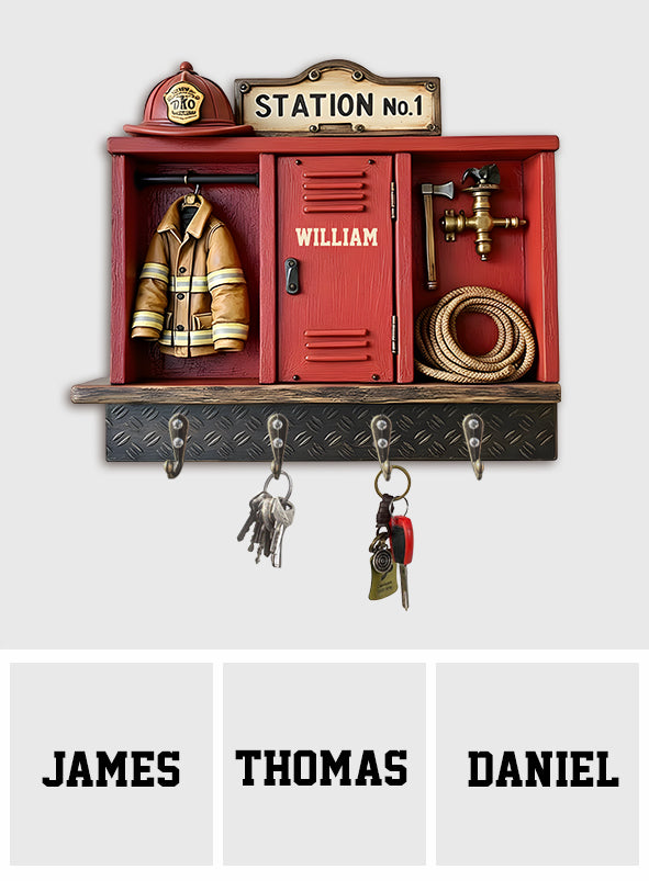 Proud Firefighter - Personalized Firefighter Custom Shaped Hanging Rack