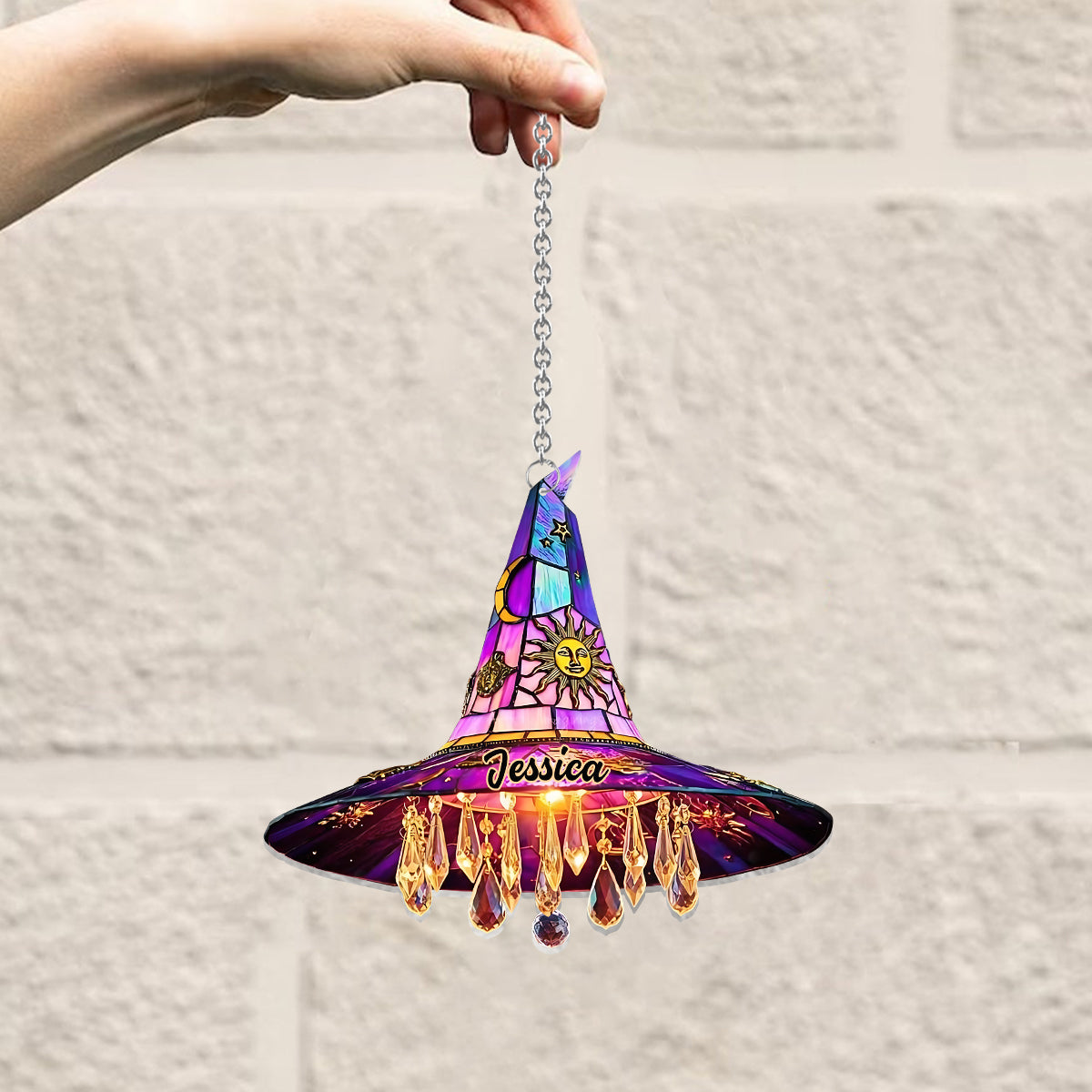 Beautiful Hat Witch - Personalized Witch Window Hanging Suncatcher Ornament