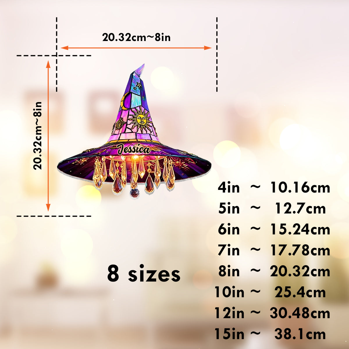 Beautiful Hat Witch - Personalized Witch Window Hanging Suncatcher Ornament