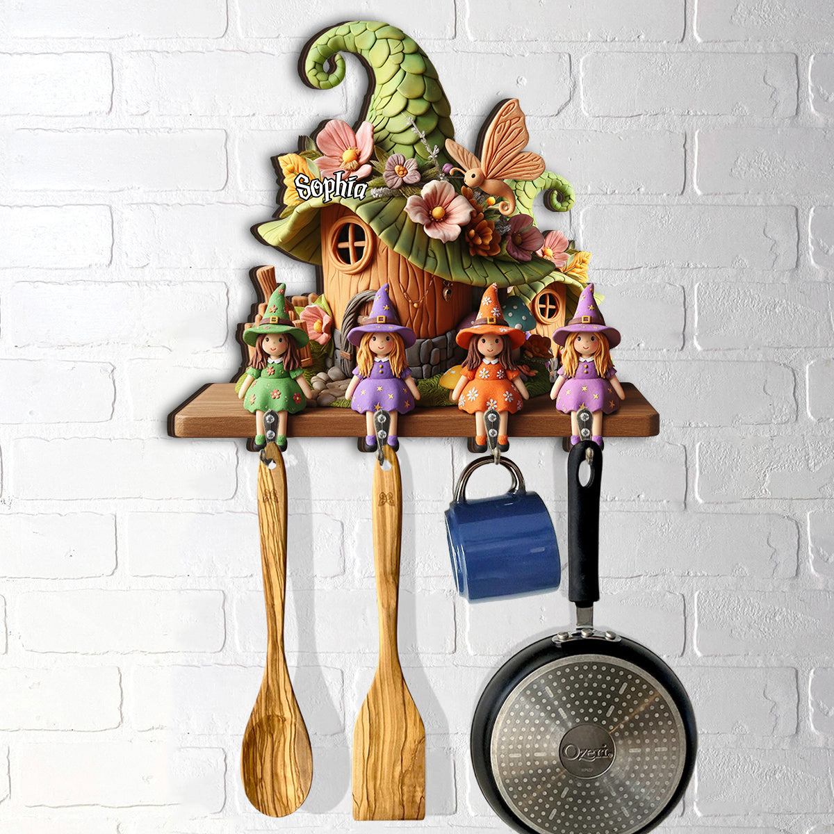 Cute Witches - Personalized Witch Custom Shaped Hanging Rack