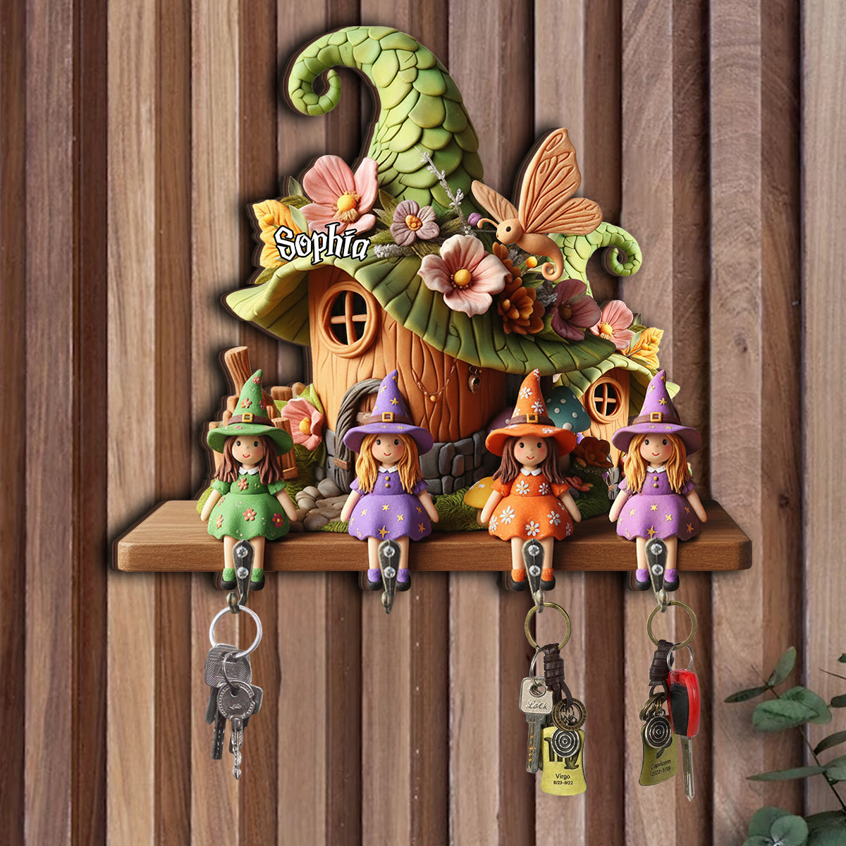 Cute Witches - Personalized Witch Custom Shaped Hanging Rack
