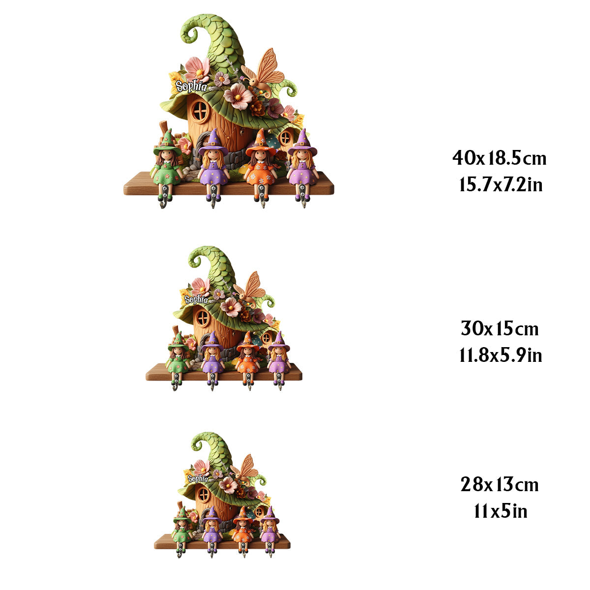 Cute Witches - Personalized Witch Custom Shaped Hanging Rack