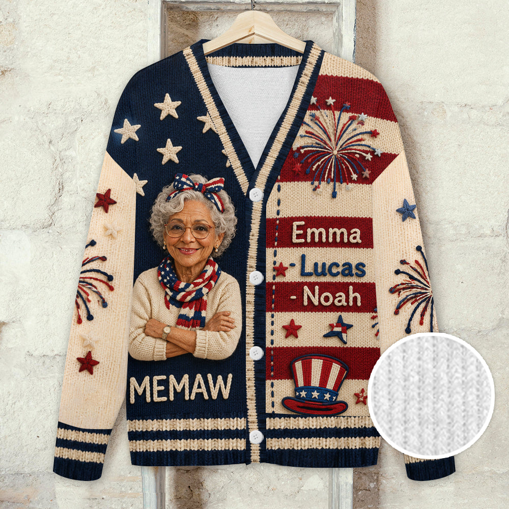 Any Photo Gift For Nana, Mother - Personalized Grandma Cardigan Sweater