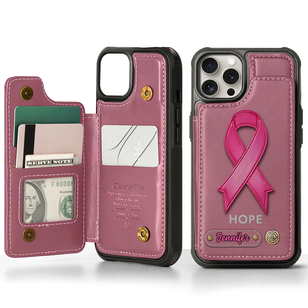 Hope - Personalized Breast Cancer Awareness Wallet Phone Case